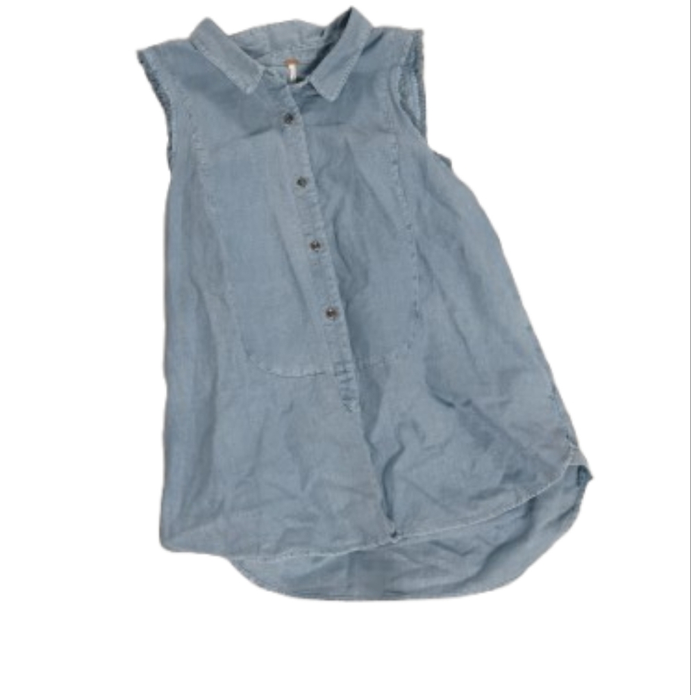 Free People Sleeveless Button Down Chambray Top Tunic Sz M